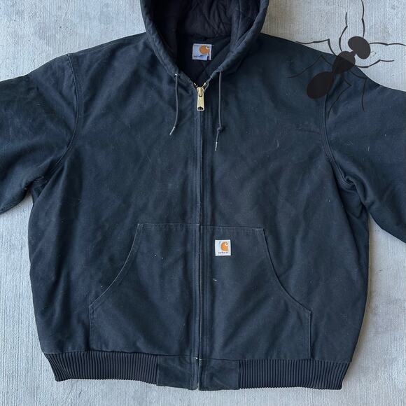 Vintage Y2K Carhartt J140 black hooded work wear jacket - Picture 3 of 10